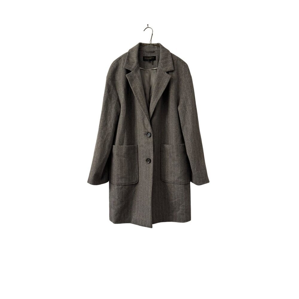 Women's Gray Single-Breasted Tailored Blazer Coat